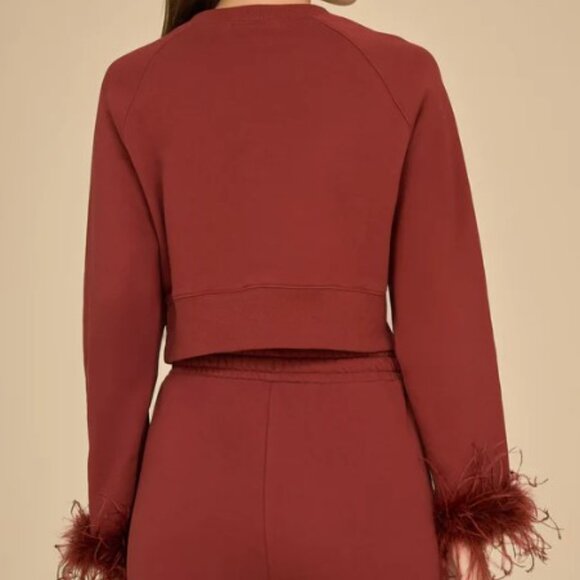 Rada Feather Trim Crewneck Burgundy from Noli - Picture 3 of 7